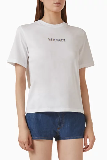 Crystal Embroidered T-shirt in Cotton Jersey