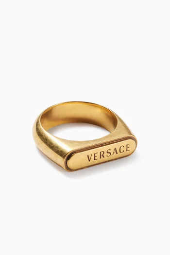 Logo Tag Ring in Brass