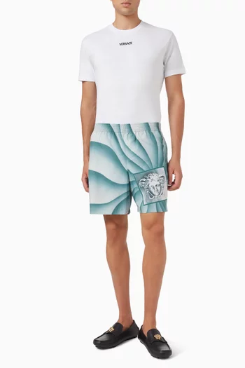 Vortex-print Shorts in Cotton Poplin