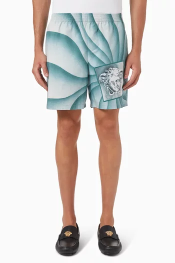 Vortex-print Shorts in Cotton Poplin