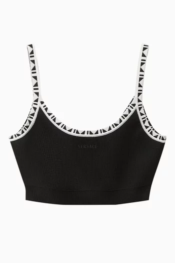 Jacquard-trim Crop Top