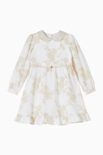Greca Mosaic Floral Dress in Cotton Poplin