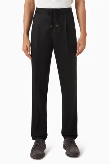 Drawstring Pants in Virgin Wool Flannel