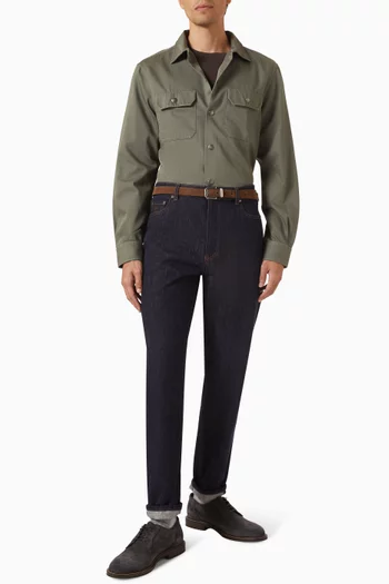 Garment-dyed Overshirt in Cotton Gabardine