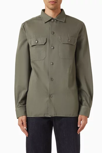 Garment-dyed Overshirt in Cotton Gabardine