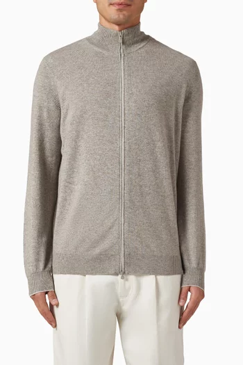 High-neck Cardigan in Cashmere