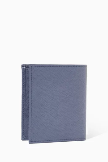 Triangle Logo Card Holder in Saffiano Leather
