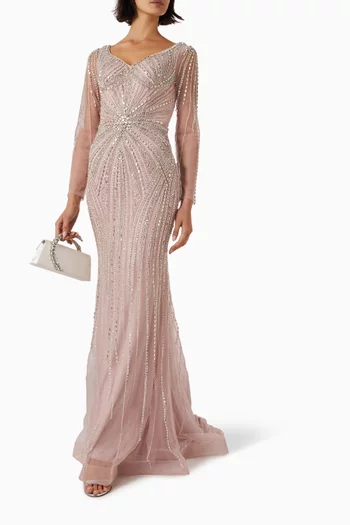 Sunburst Beaded Gown in Tulle