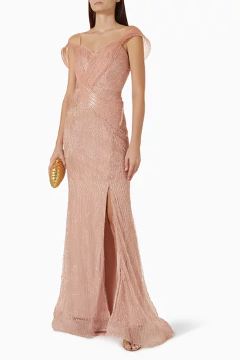 Beaded Sweetheart Column Gown