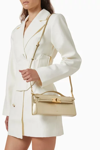Small Bria Top-handle Bag in Lizard Embossed Leather