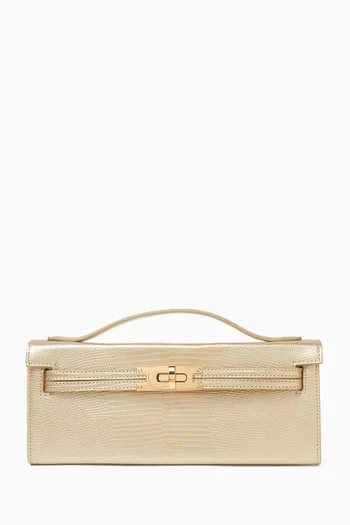 Small Bria Top-handle Bag in Lizard Embossed Leather