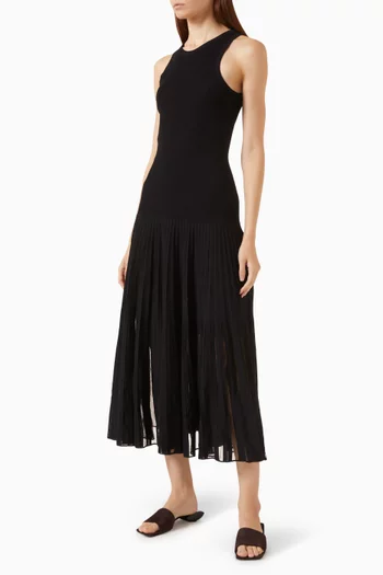 Pleated Sheer Midi Dress