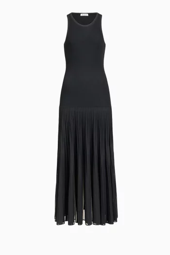 Pleated Sheer Midi Dress