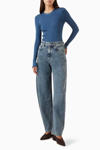Round Barrel-leg Jeans in Denim