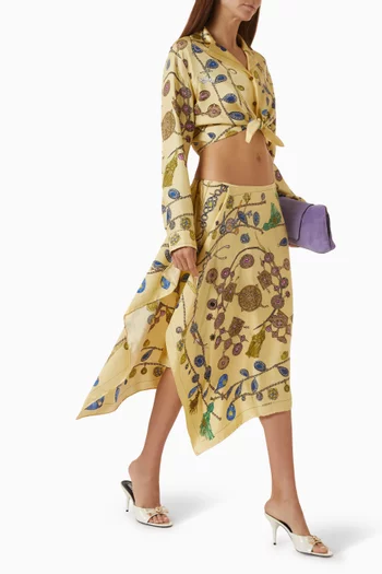 Broken Jewels Print Skirt in Silk-twill