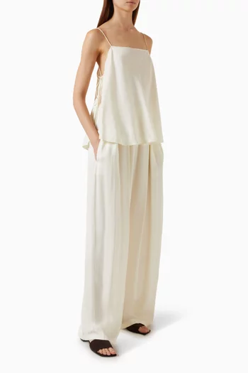 Peplum Cady Wide-leg Pants