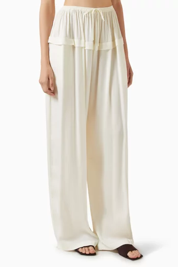 Peplum Cady Wide-leg Pants