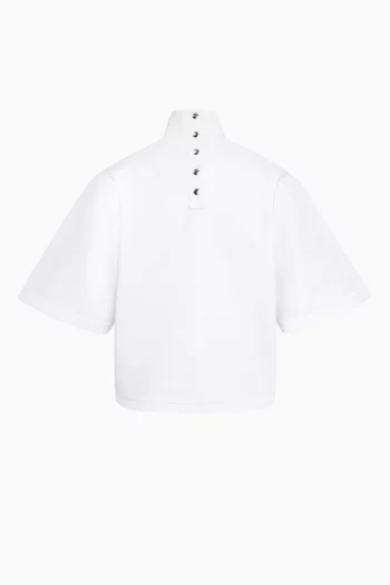 Highneck Cropped T-shirt in Cotton-jersey