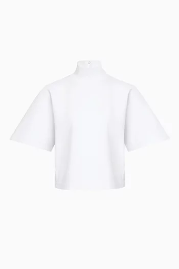 Highneck Cropped T-shirt in Cotton-jersey