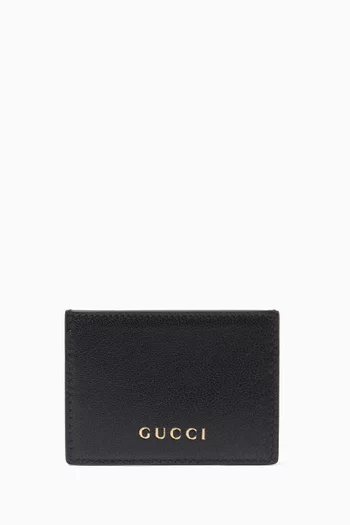Logo Card Case in Grained Leather