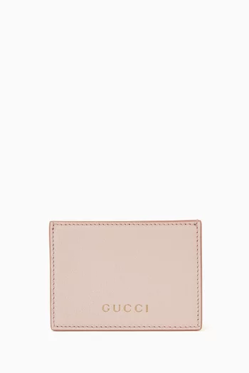 Logo Lettering Card Holder in Leather