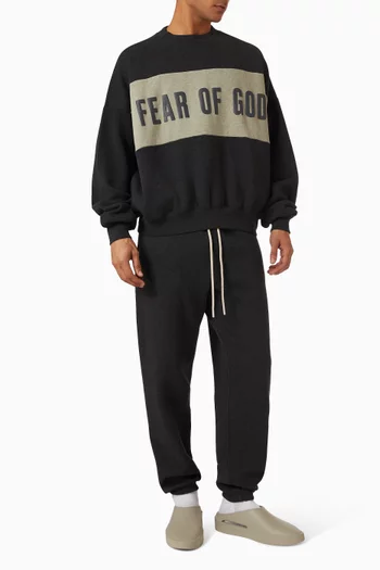 Cropped Relaxed Panelled Sweatshirt in Core Fleece