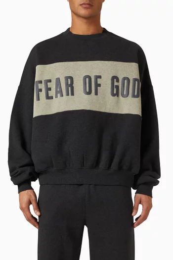 Cropped Relaxed Panelled Sweatshirt in Core Fleece