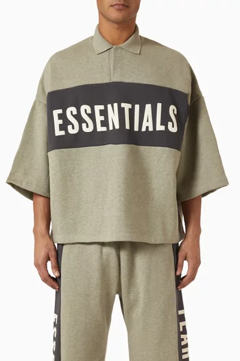 Cropped Panelled Polo Shirt in Core Fleece
