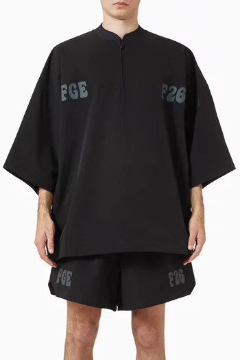 Half Zip Baseball Shirt in Sporty Nylon