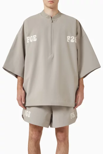 Half Zip Baseball Shirt in Sporty Nylon