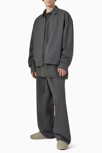 Pleat Front Drawstring Pants in Cotton Twill