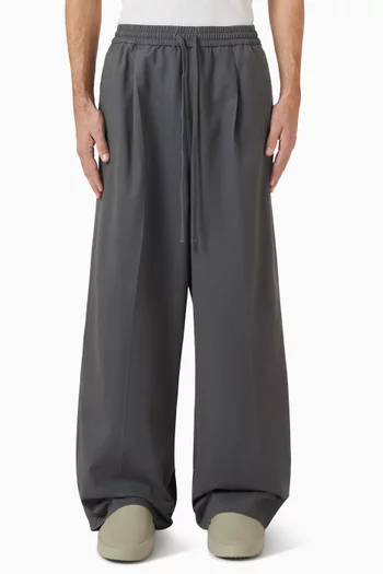 Pleat Front Drawstring Pants in Cotton Twill