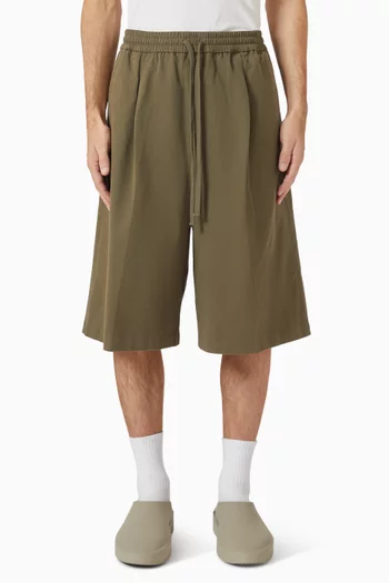 Relaxed Drawstring Shorts in Cotton Twill