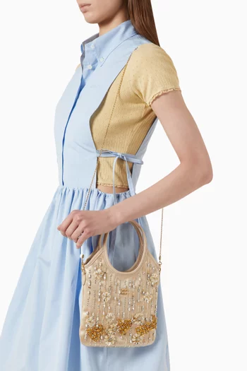Mini Ivy Embroidered Bag in Satin