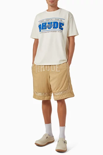 Baggy Collegiate Logo Shorts in Mesh