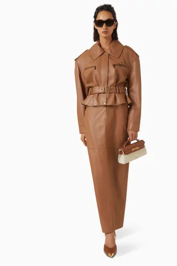 Belted Crop Jacket in Leather