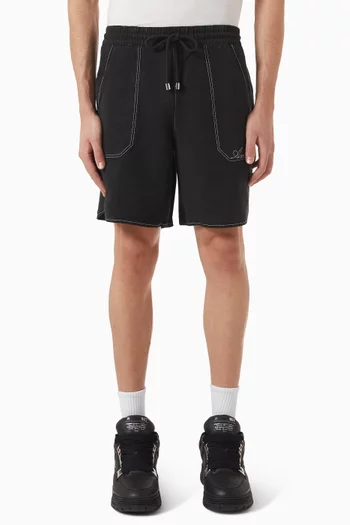 Script Shorts in Linen-blend