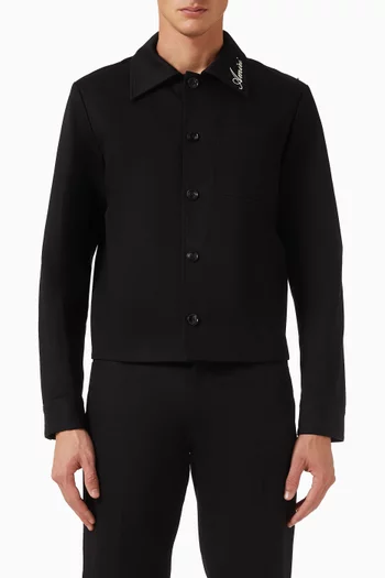 Script Collar Shirt Jacket in Cotton