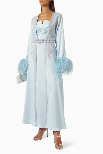 Feathered Moroccan Kaftan Set