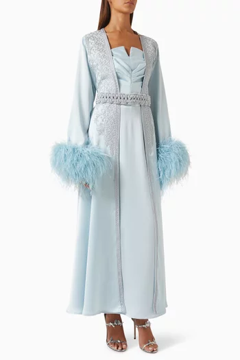 Feathered Moroccan Kaftan Set