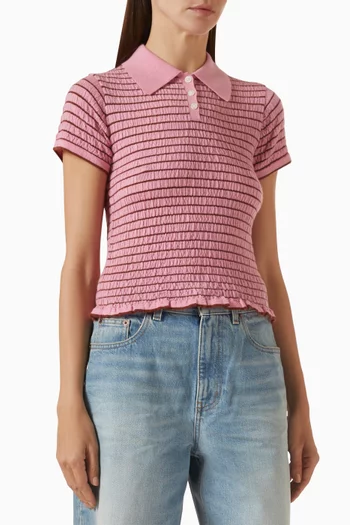Smocked Shrunken Polo in Cashmere