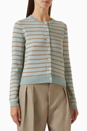 Pebble Stripe Jane Cardigan in Cashmere