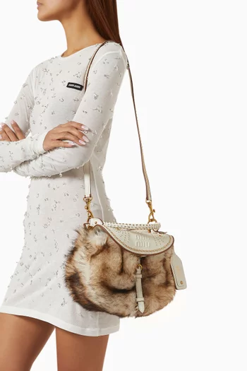 Rendez-vous Metal-studded Bag in Shearling & Nappa Leather