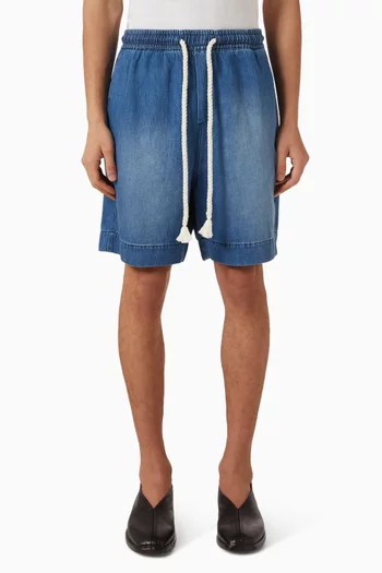 Drawstring Shorts in Cotton-hemp Denim