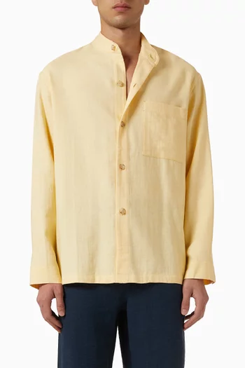 Stand Collar Shirt in Cashmere Blend