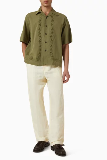 Classic Tailored Pants in Linen-wool Blend