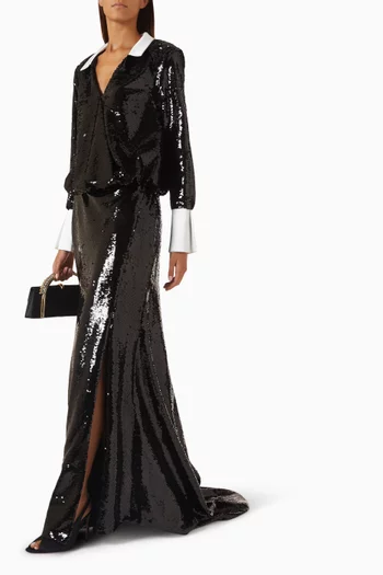 Sequin-embellished Train Gown