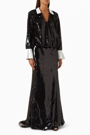 Sequin-embellished Train Gown