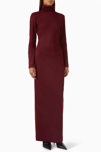 High-neck Slit Dress in Jersey