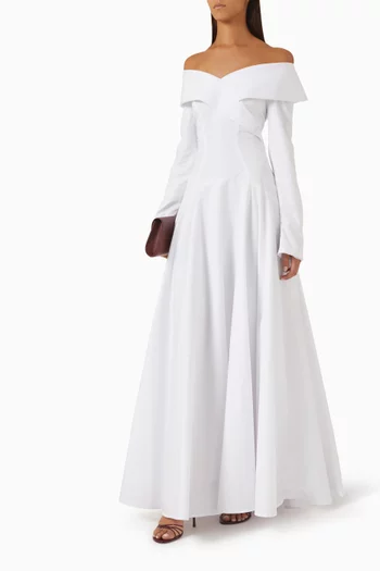 Off-shoulder Dress in Poplin